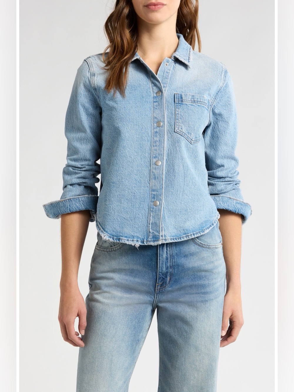 NWT Pistola Jules Fitted Blue Denim Snap-Up Shirt Sz M